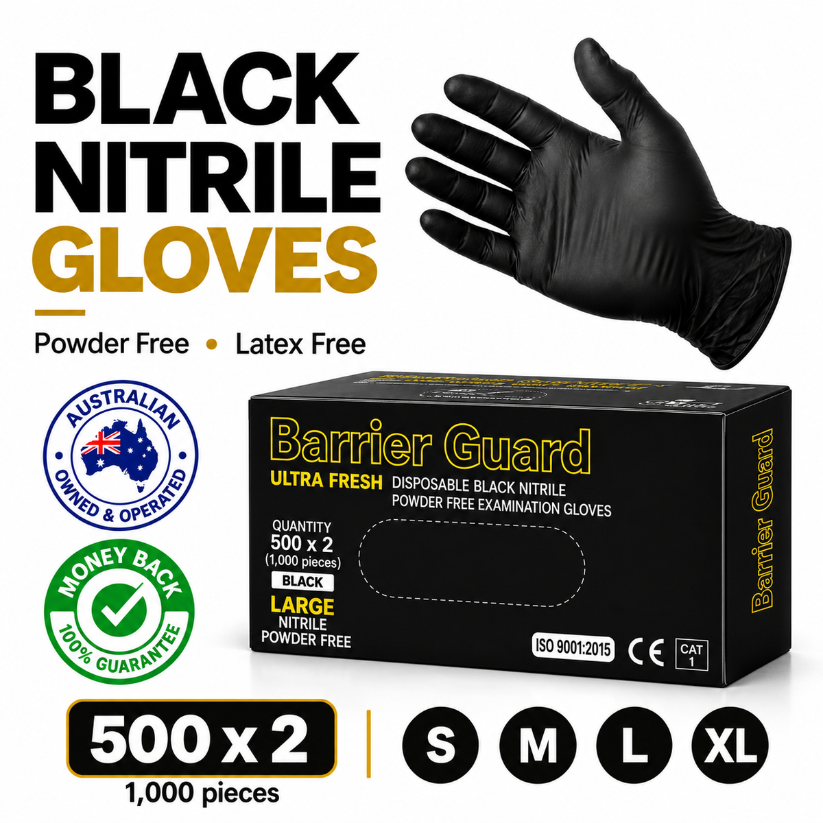 Black Nitrile Disposable Gloves Powder Free – 1000 Pack