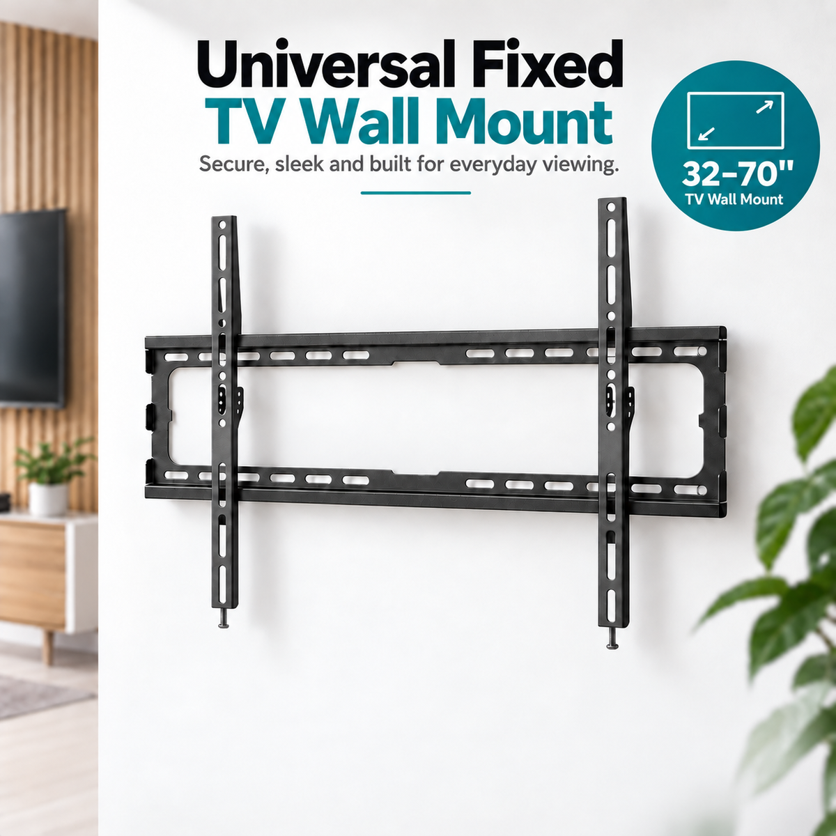 TV Wall Mount Bracket 32–70 Inch – Universal Fixed Low Profile