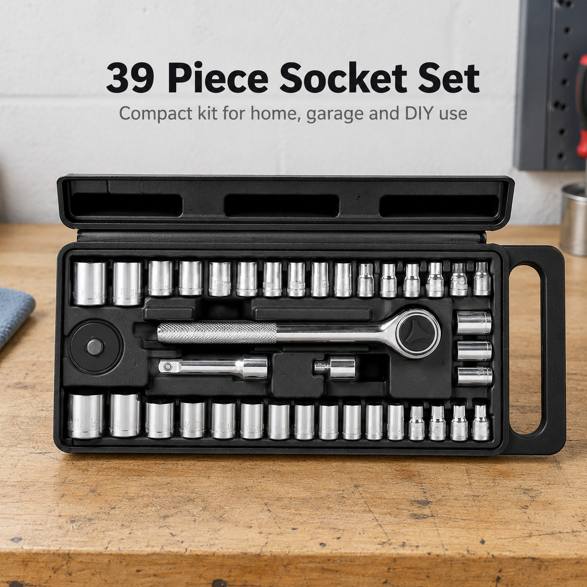 39-Piece Socket & Ratchet Set with Carry Case
