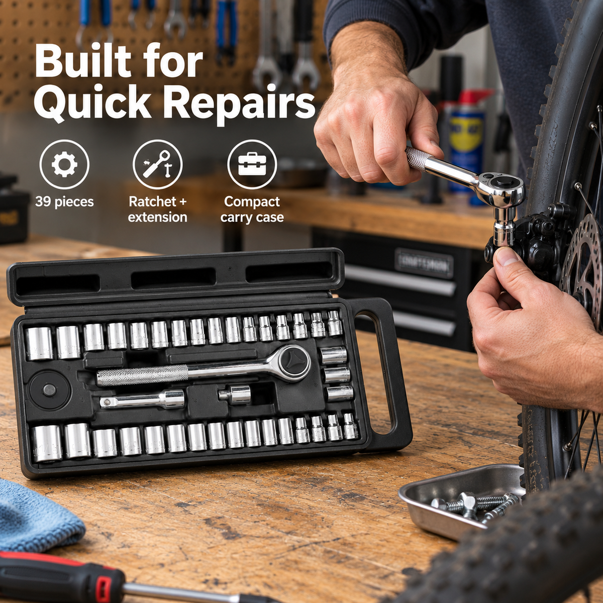 39-Piece Socket & Ratchet Set with Carry Case