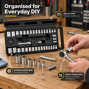39-Piece Socket & Ratchet Set with Carry Case