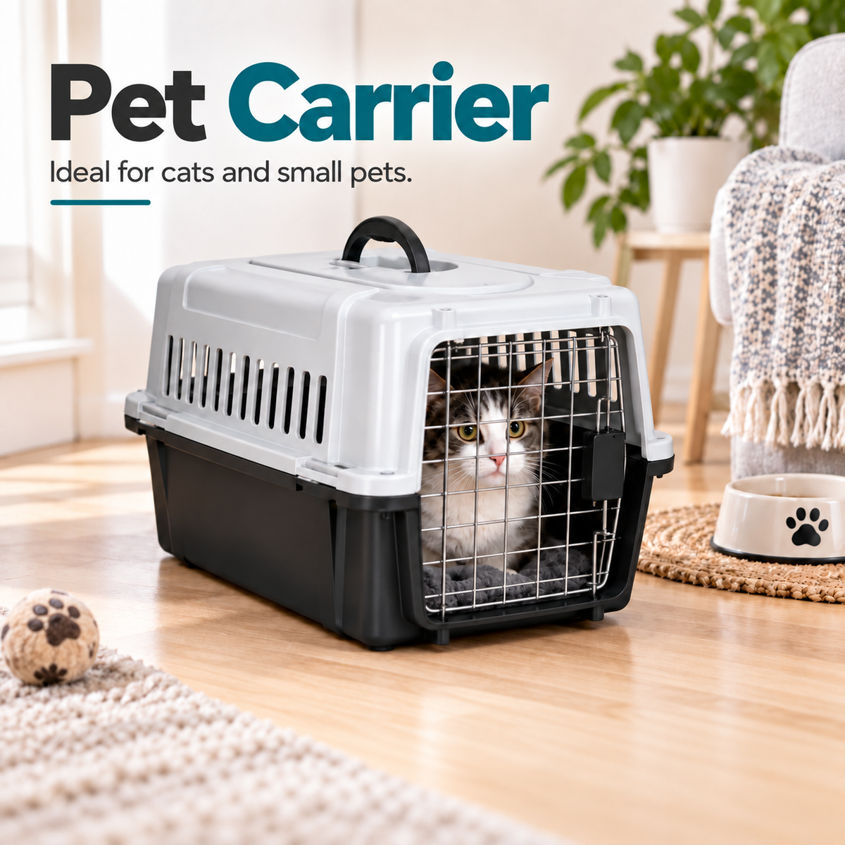 Small Pet Carrier for Cats & Small Pets – 48.5cm Travel Crate