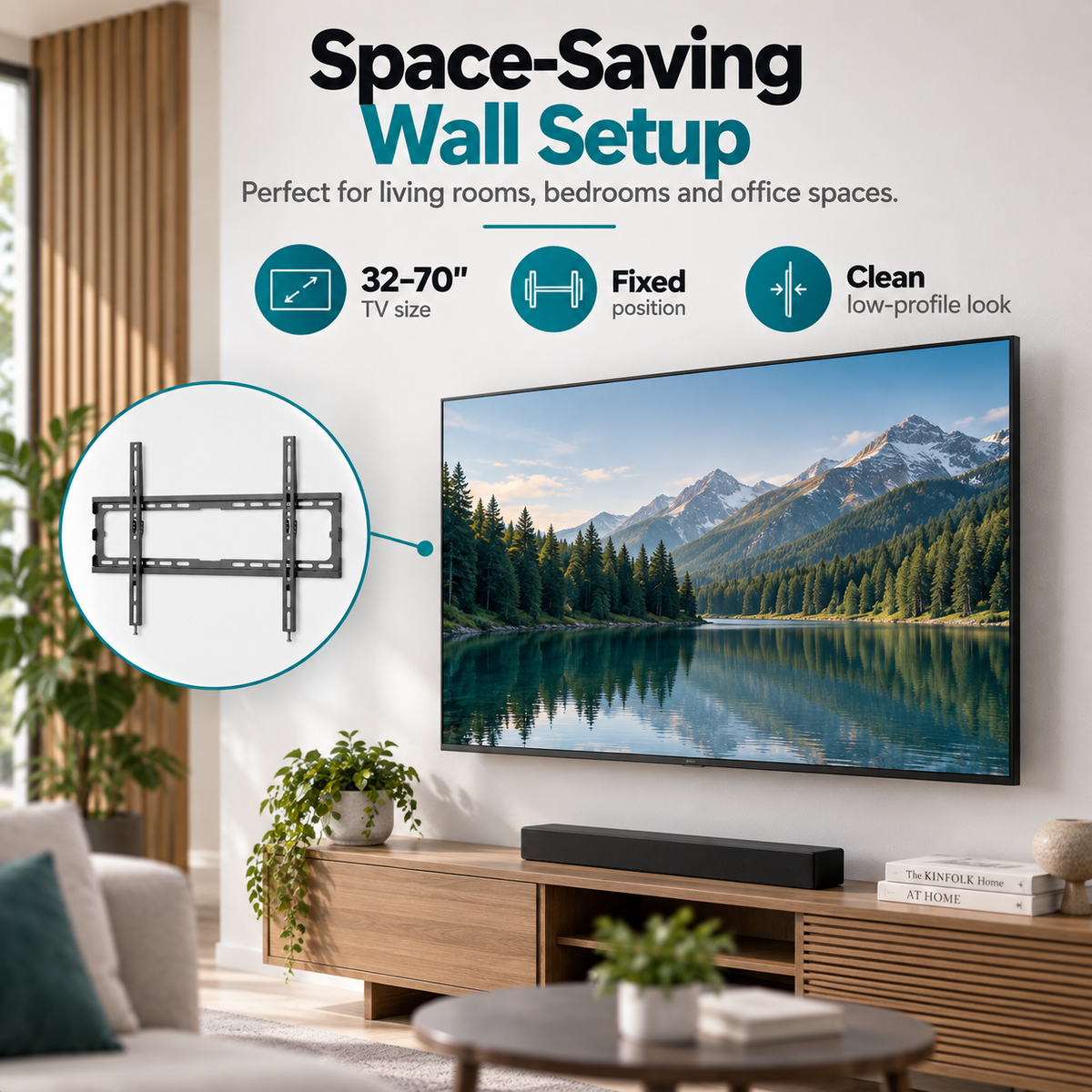 TV Wall Mount Bracket 32–70 Inch – Universal Fixed Low Profile