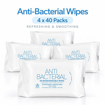 4 × 40 Pack Refreshing & Smoothing Antibacterial Wipes