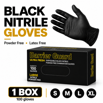 Black nitrile gloves – one box of 100