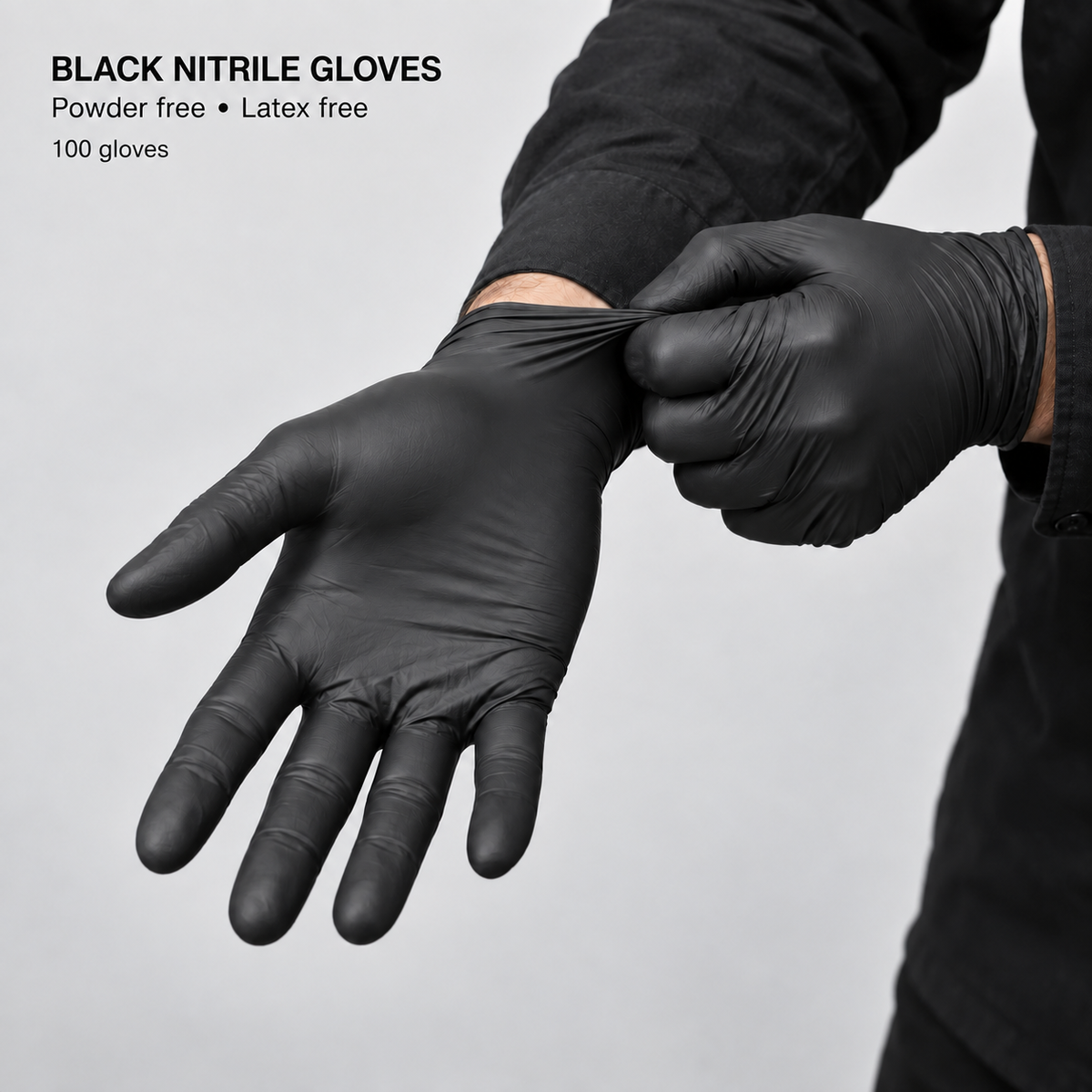 Powder-free black nitrile gloves – 100 pack