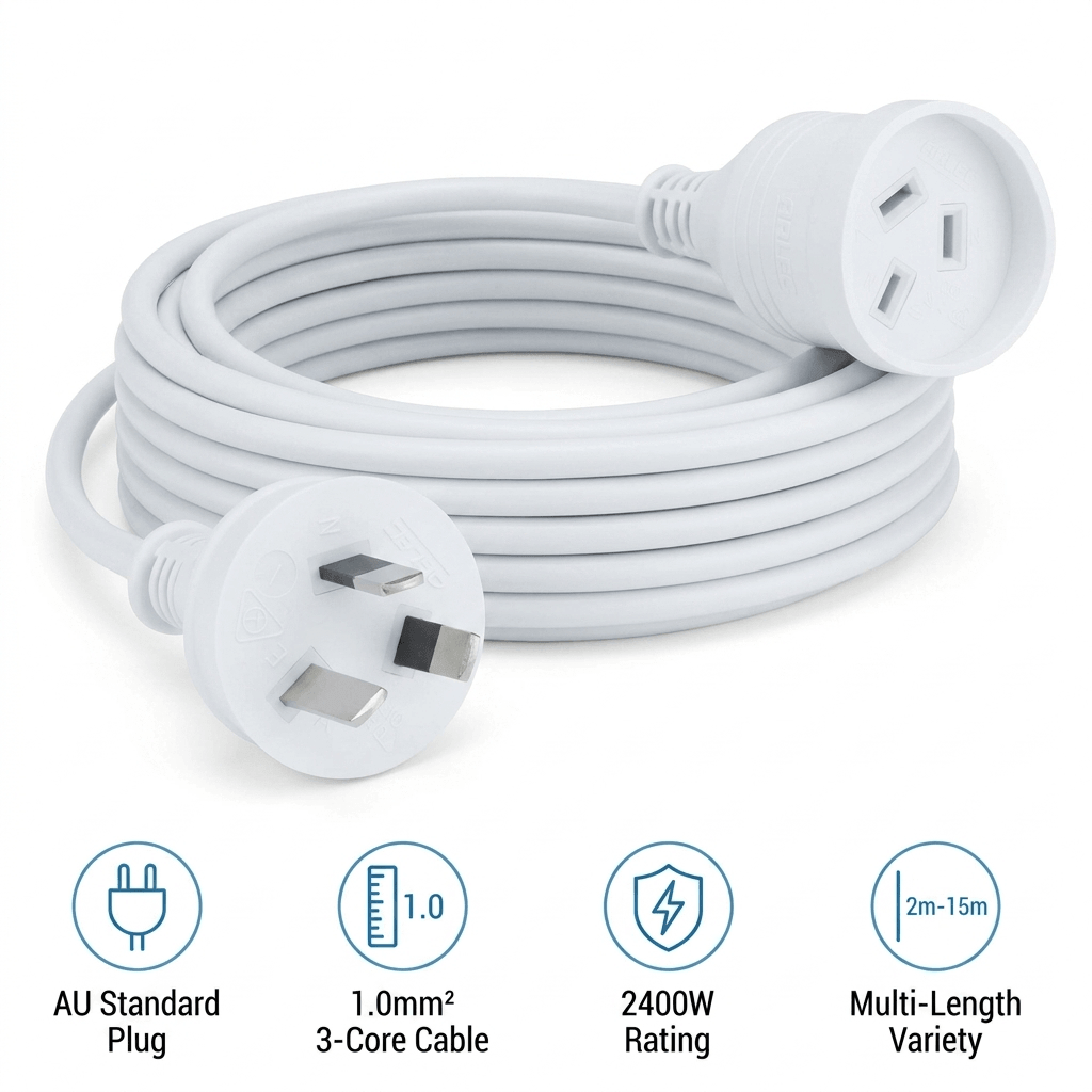 Arlec White Extension Lead | 240V 10A Power Cable (2m - 15m)